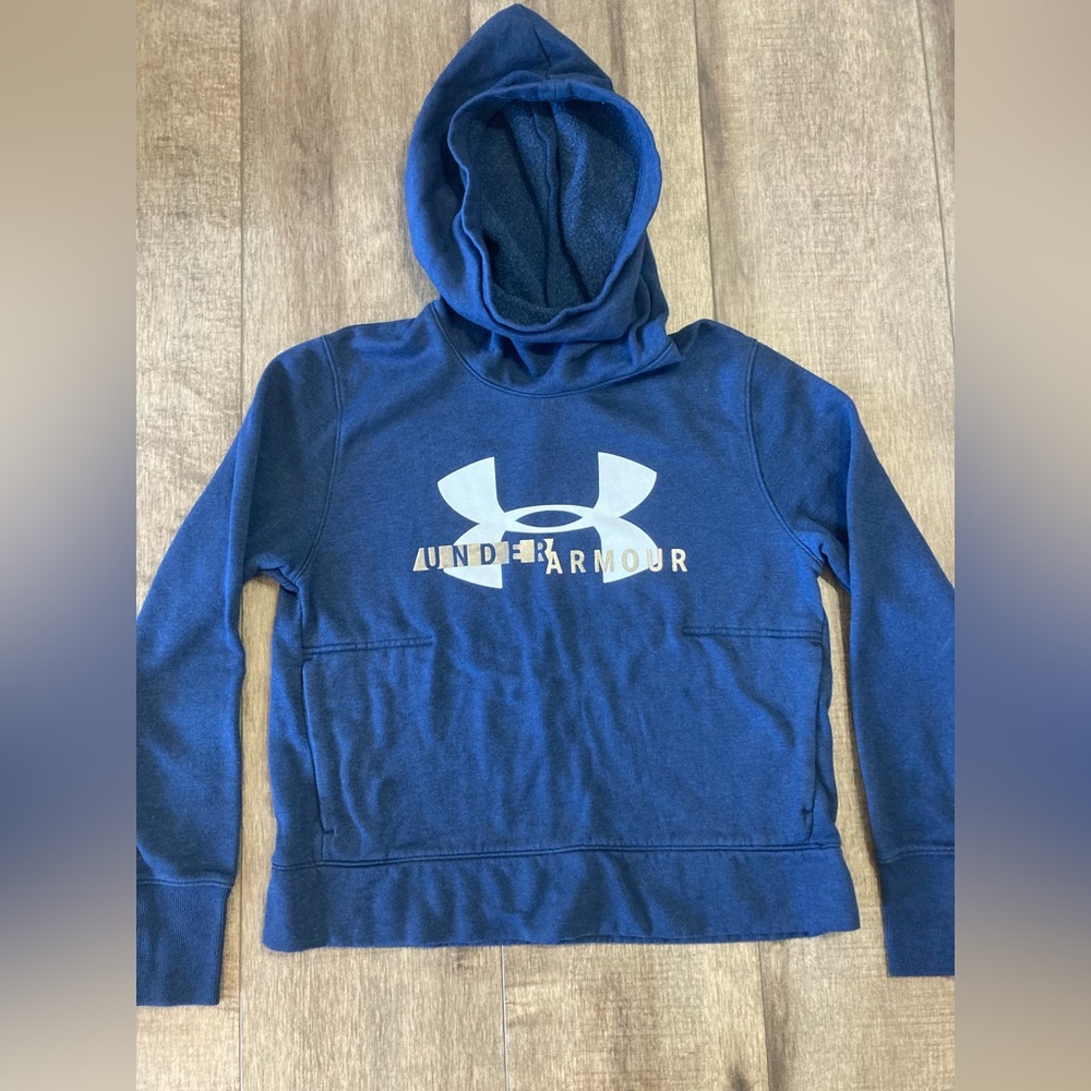 Under Armour Womens M Loose fit Navy Blue Logo Hoodie